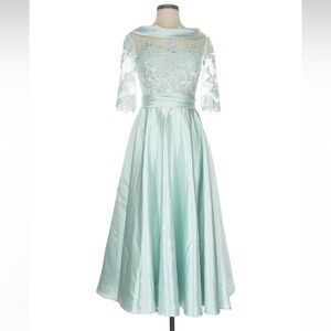 Missacc Mint Green Cocktail Lace Midi Dress Size 2